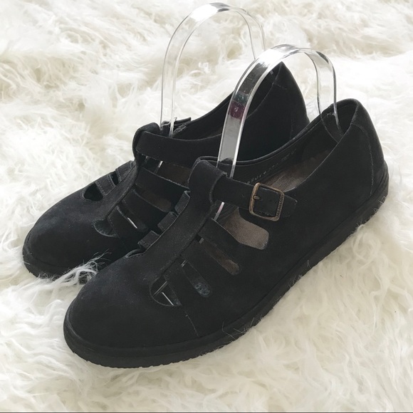 Mephisto Shoes - Mephisto black suede buckle Mary Jane flats